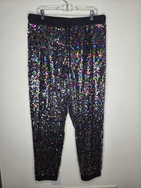 New York & Co rainbow sequin sparkle jogger pants - XL